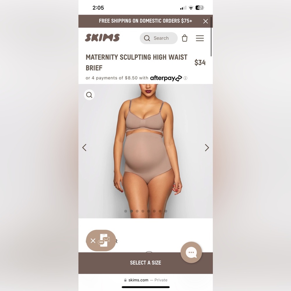 SKIMS - Maternity Sculpting High Waist Brief - size L/XL - umber color